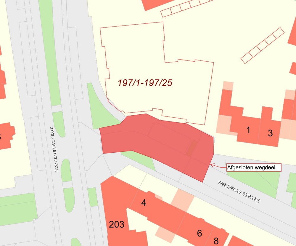 kaartje afsluiting Smalmaatstraat