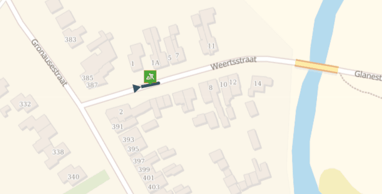Kaartje met wegafsluiting Weerstraat Glane